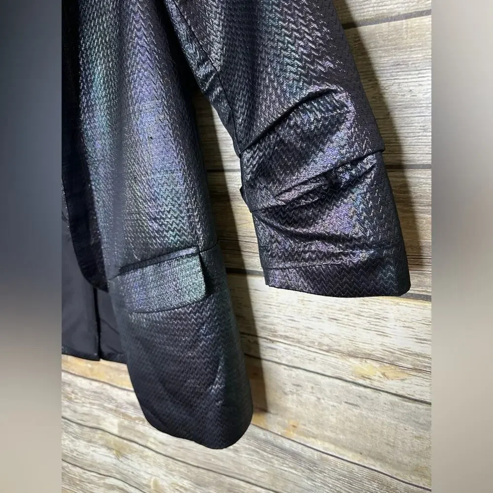 Anthropologie XS Hutch Iridescent Blazer Jacket oil slick black